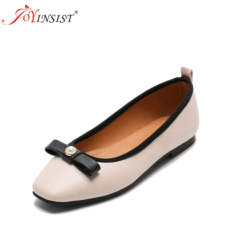 

2019 Spring New Women's Shoes Bow Flat Casual Shoes Square Head Shallow Mouth Comfortable Single Shoes