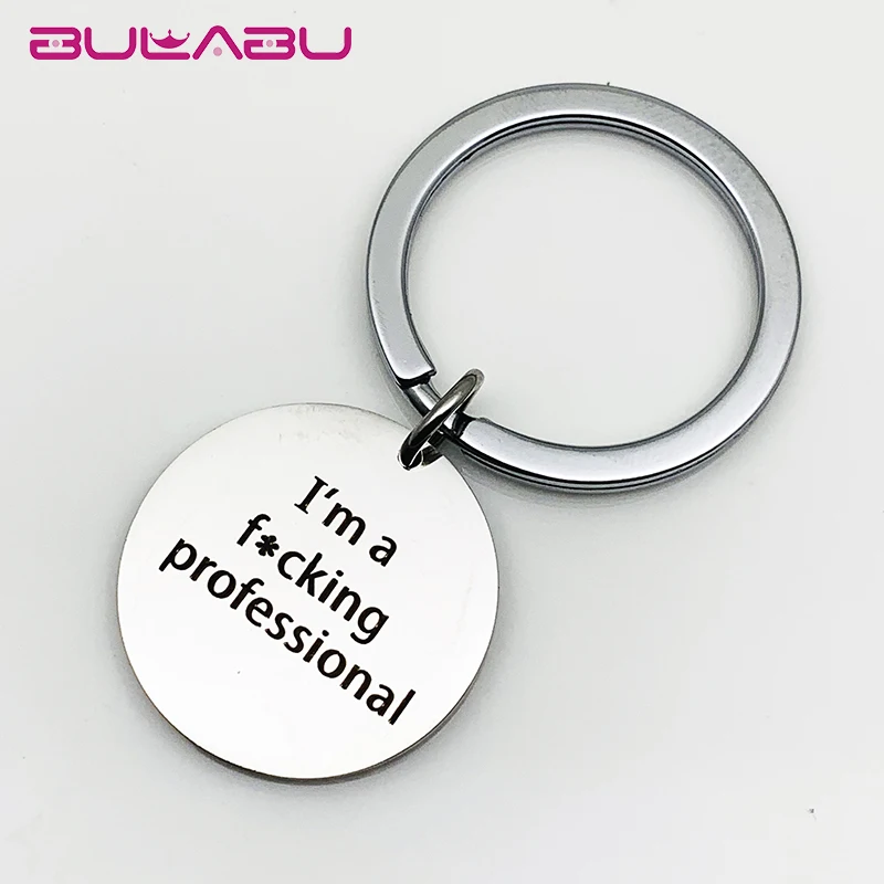 

Fashion Letter Pendant keychain Stainless Steel I'm A Facking Professional Lettering Key Chain Split Key Ring Jewelry Men Women