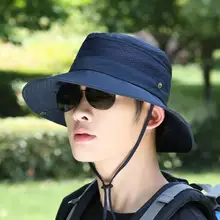 MISSKY мужские летние Панамы, одноцветная дышащая Рыбацкая шляпа, уличная шляпа от солнца с большими полями, Солнцезащитная шапка, мужская шапка