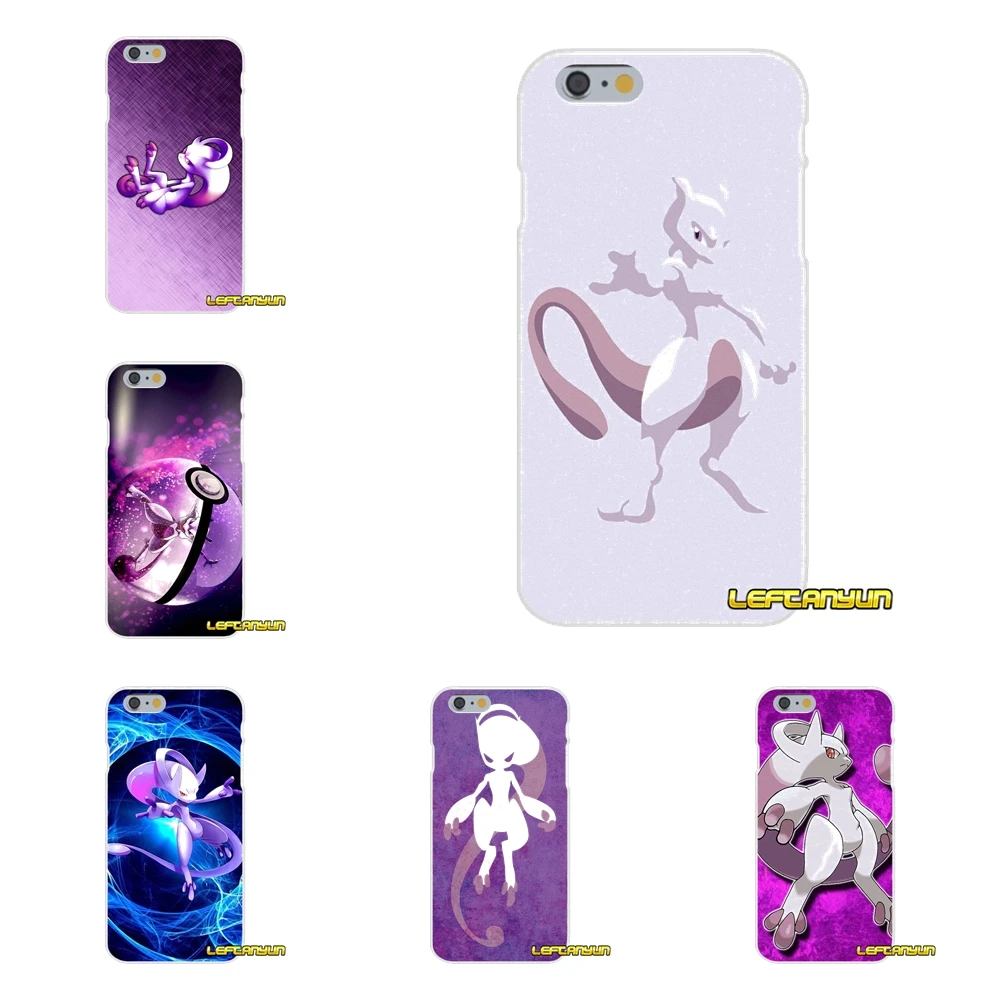 

For iPhone X 4 4S 5 5S 5C SE 6 6S 7 8 Plus Accessories Phone Cases Covers Pokemon Go Games Mewtwo Art Pattern