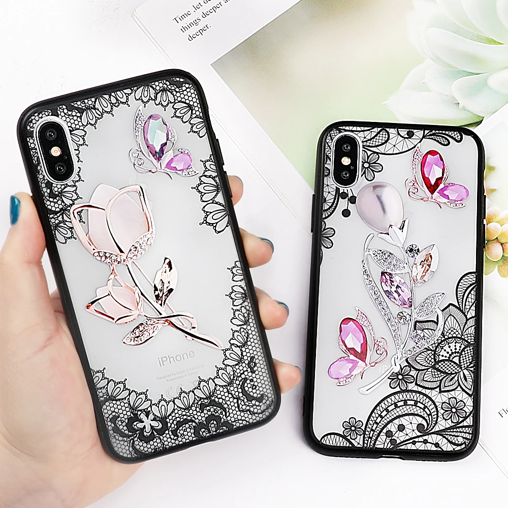 

UBERAY Case For Xiaomi Redmi Note 3 4 5A 4X 6 6A S2 TPU+PC Crystal Flower Lace Phone Back Cover Gift For Xiaomi Pocophone F1