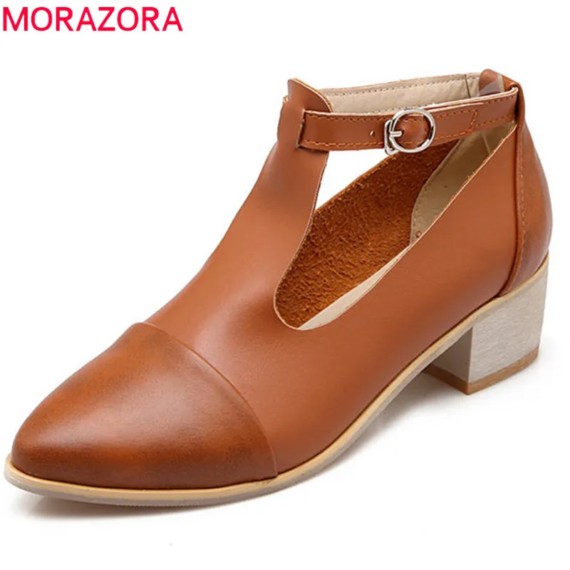 MORAZORA/2018 г. новое поступление Туфли-лодочки женская обувь с острым носком модная обувь простой пряжкой повседневная женская обувь