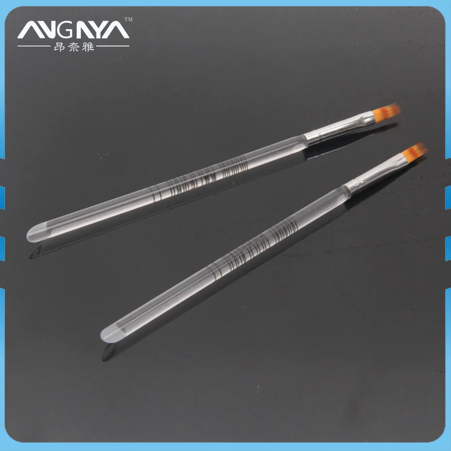 

ANGNYA Transparent Acrylic Handle Flat Nylon Hair Ombre Brush Professional UV Gel Nail Art Brush Single Piece A016