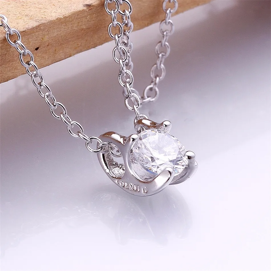 Rhinestone Necklace CZ Diamond Trendy Jewelry Styling Pendant Fashion Accessories Gifts Silver Plated Party Collier Femme 1