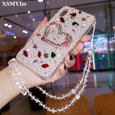

Rhinestone pearl Case Diamond Bling Phone Cover coque fundas for Samsung Galaxy S10 S8 S9 Plus S7/S6 Edge Plus Note 9 8 5
