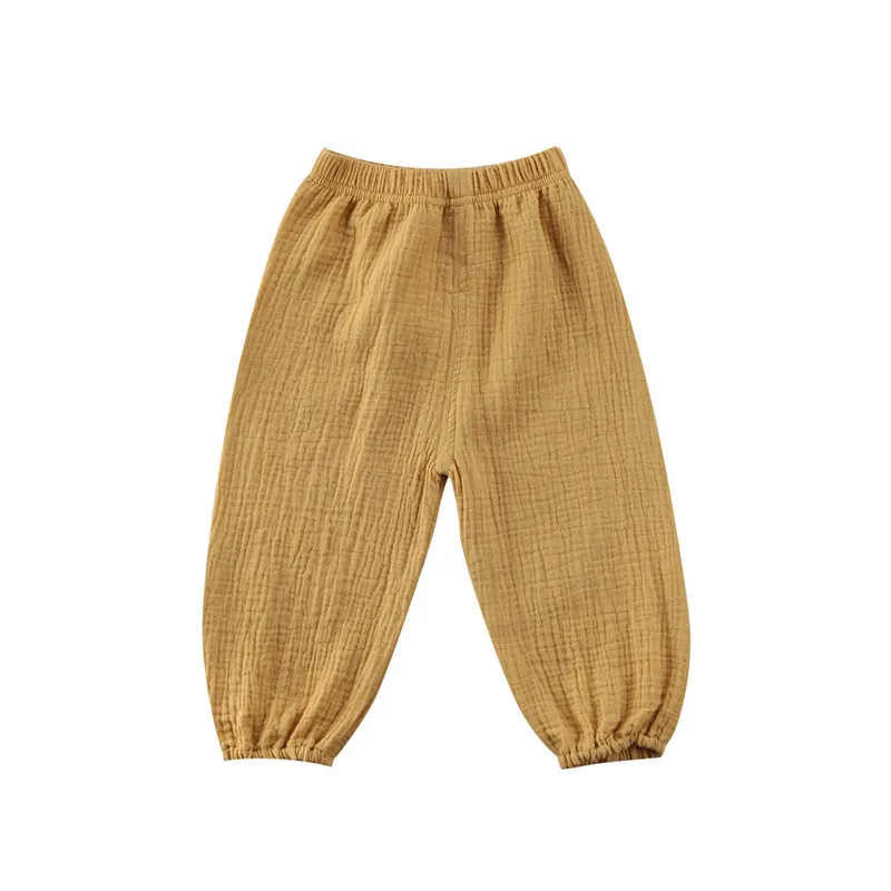 PUDCOCO/штаны-шаровары для маленьких мальчиков и девочек повседневные спортивные свободные танцевальные мягкие хлопковые комбинезоны низ брюки леггинсы штаны - Color: Yellow