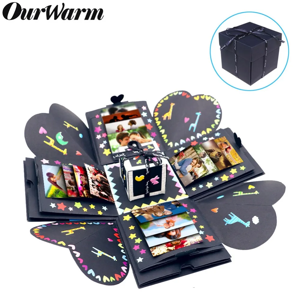 OurWarm عيد الحب DIY مفاجأة الحب انفجار مربع هدية انفجار اقتراح الدعائم ألبوم صور القصاصات هدايا المناسبات