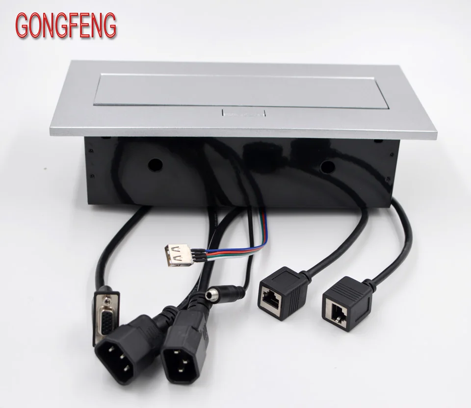 tomada de mesa tipo escondido mesa power jack com vga usb áudio painel de alumínio conexão livre caixa escritório conferência