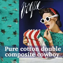 Customized 150cm width double deck hole cowboy lattice tartan Denim jean cotton Cloth Fabric Shirt coat