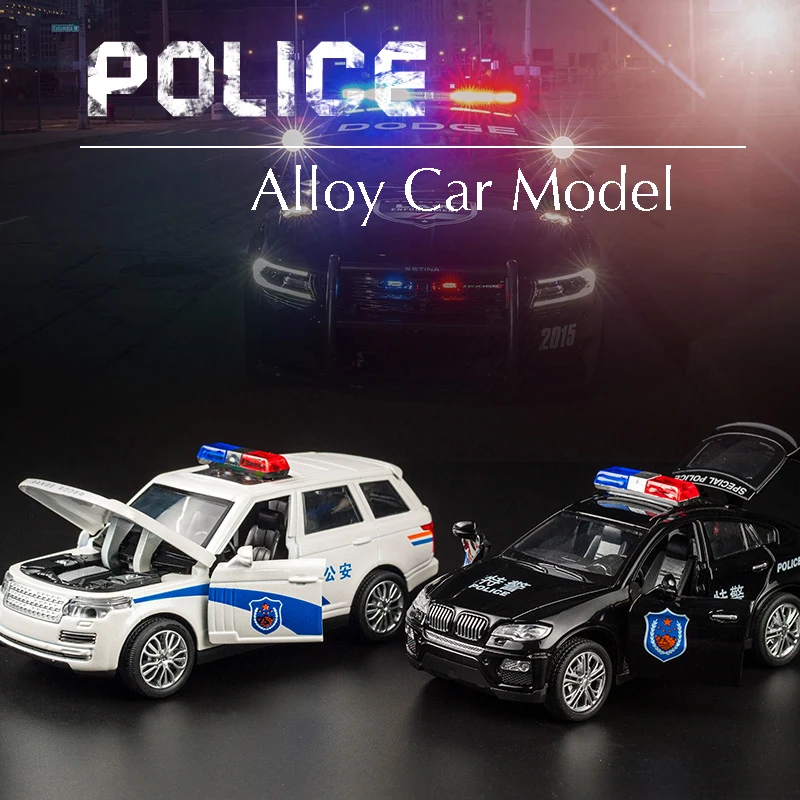 Модель автомобиля отлитый под давлением со звуком и светильник|diecast police|car toycollection
