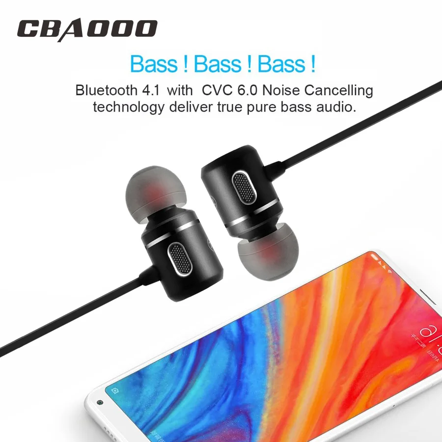 Беспроводные Bluetooth наушники CBAOOO Спортивная гарнитура магнитные Hi Fi стерео с