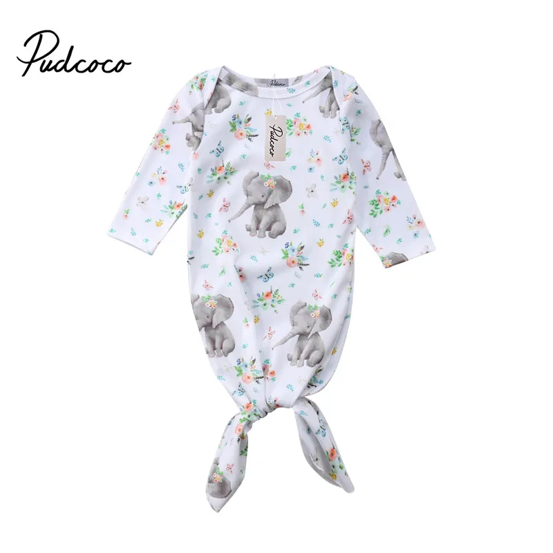 Pudcoco Newborn Baby Swaddle Sleeping Bag Girls Elephant Flower Blanket