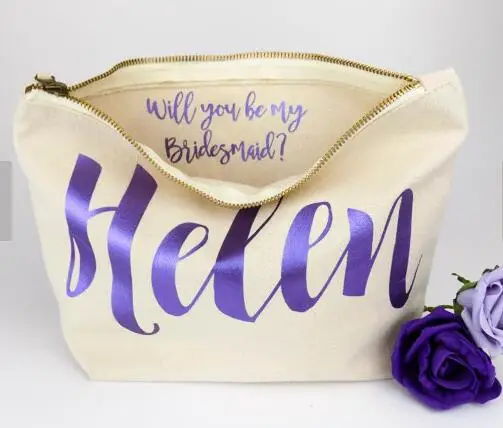 

Personalised Bridesmaid Gift Make Up Bags Will you be my Bridesmaid, Maid of Honour Unique Gift for Bridal Party Bags,