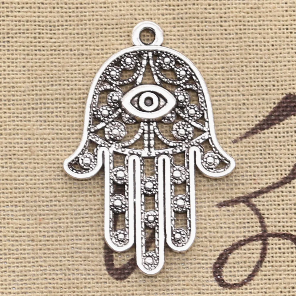 Colgante Mano de Fatima con plata tibetana con cadena 52 cm largo