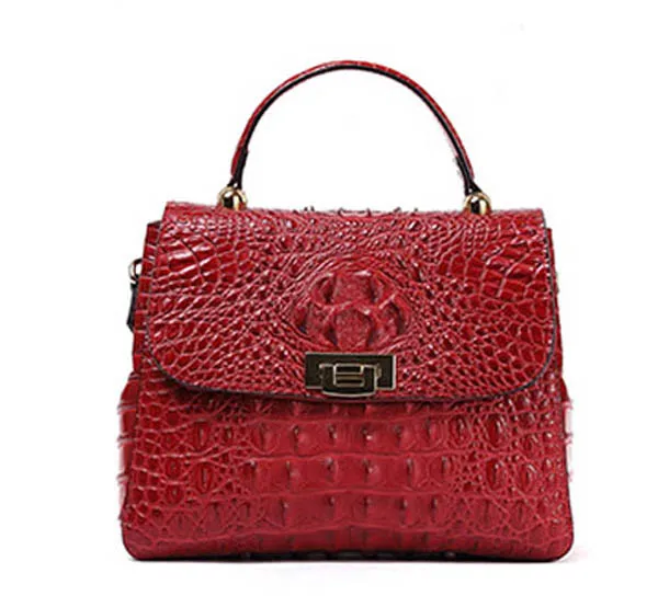 SUWERER, новинка, улучшенная воловья кожа, натуральная кожа, женские сумки, тисненая крокодиловая кожа, модная роскошная сумка-тоут - Цвет: Red
