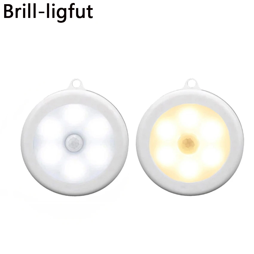 

New Motion Sensor 6 LED Night Light Wall Lamp Wireless Detector Closet Cabinet Wardrobe Kitchen LED Light Auto On/Off with Hook