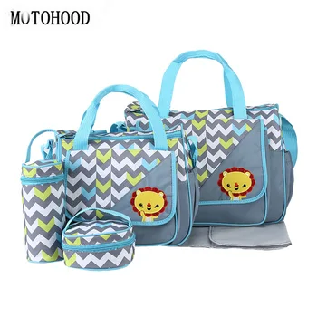 MOTOHOOD 5pcs Baby Diaper Bags For Mom Changing Nappy Bag Sets Mommy Baby Care Carriage Stroller Bag Organizer 30*43*14cm insular baby diaper backpacks nappy bags changing multifunctional bags for mommy baby stroller bags for storage shipping free