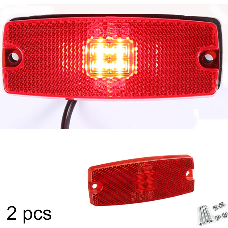 

2 pcs AOHEWEI 10-30V LED red side marker rear light indicator lamp with reflector for trailer truck lorry ECE Approval