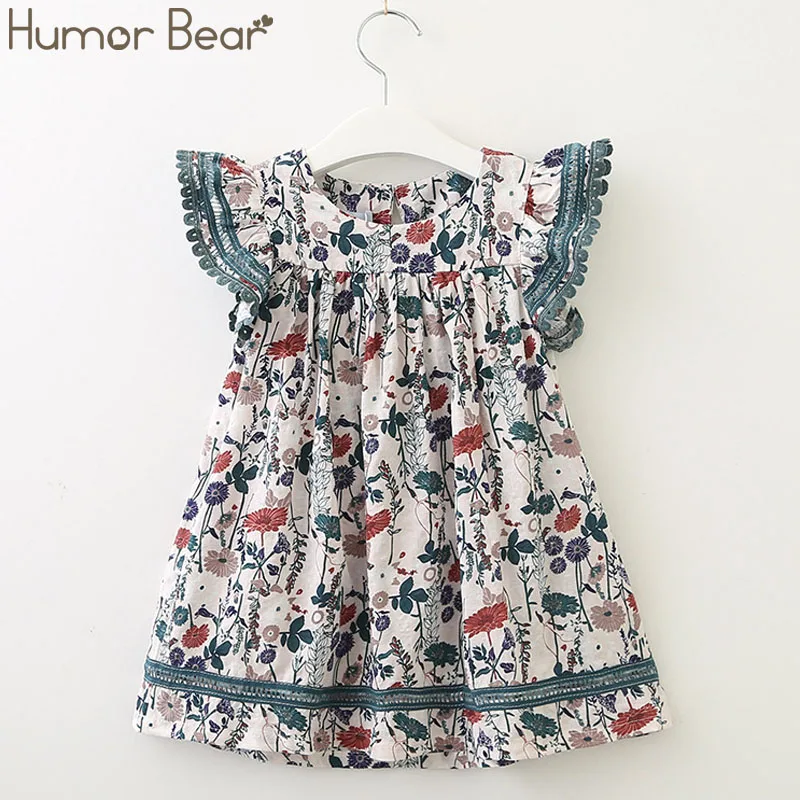 

Humor Bear Girl Dress 2019 Summer Brand New Toddler Gilrs Dress Flying Sleeve Flower Lace Princess Party Dress For Girls 2-6Y