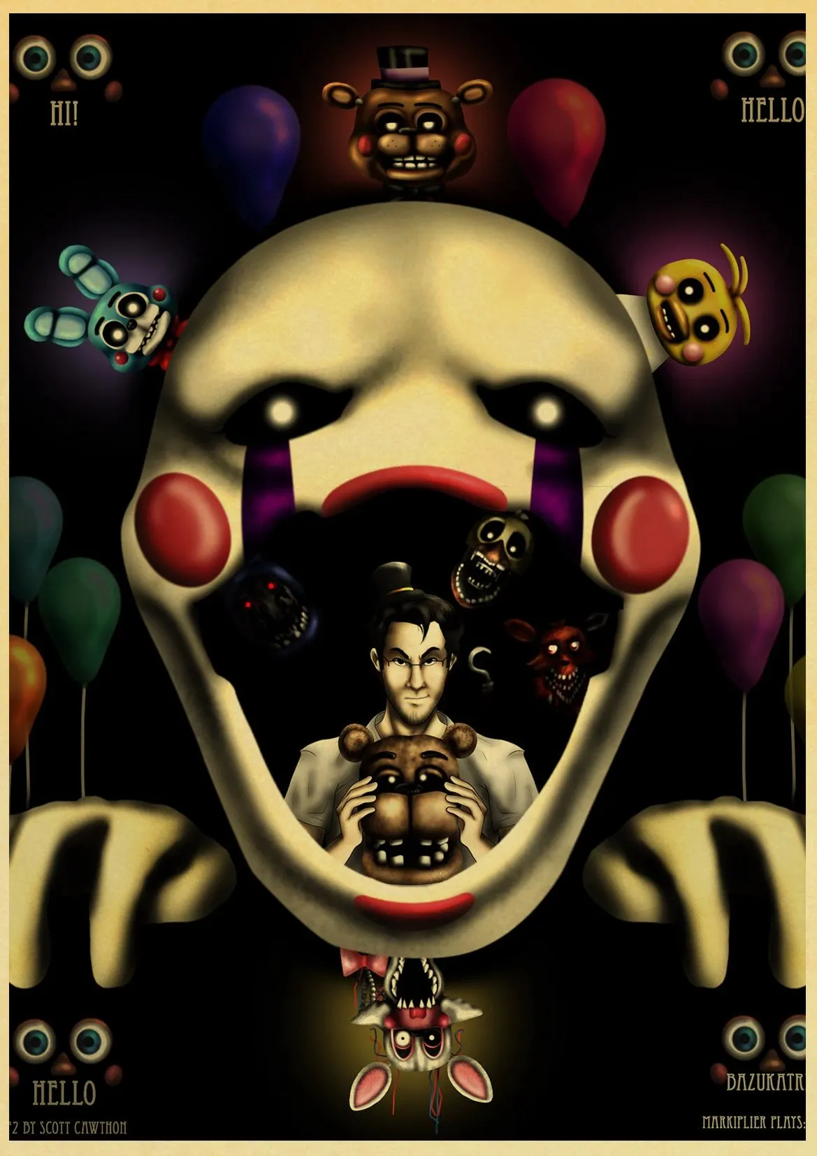 Игра Five Nights at Freddys ретро постер украшение для дома наклейки на стену|Рисование и