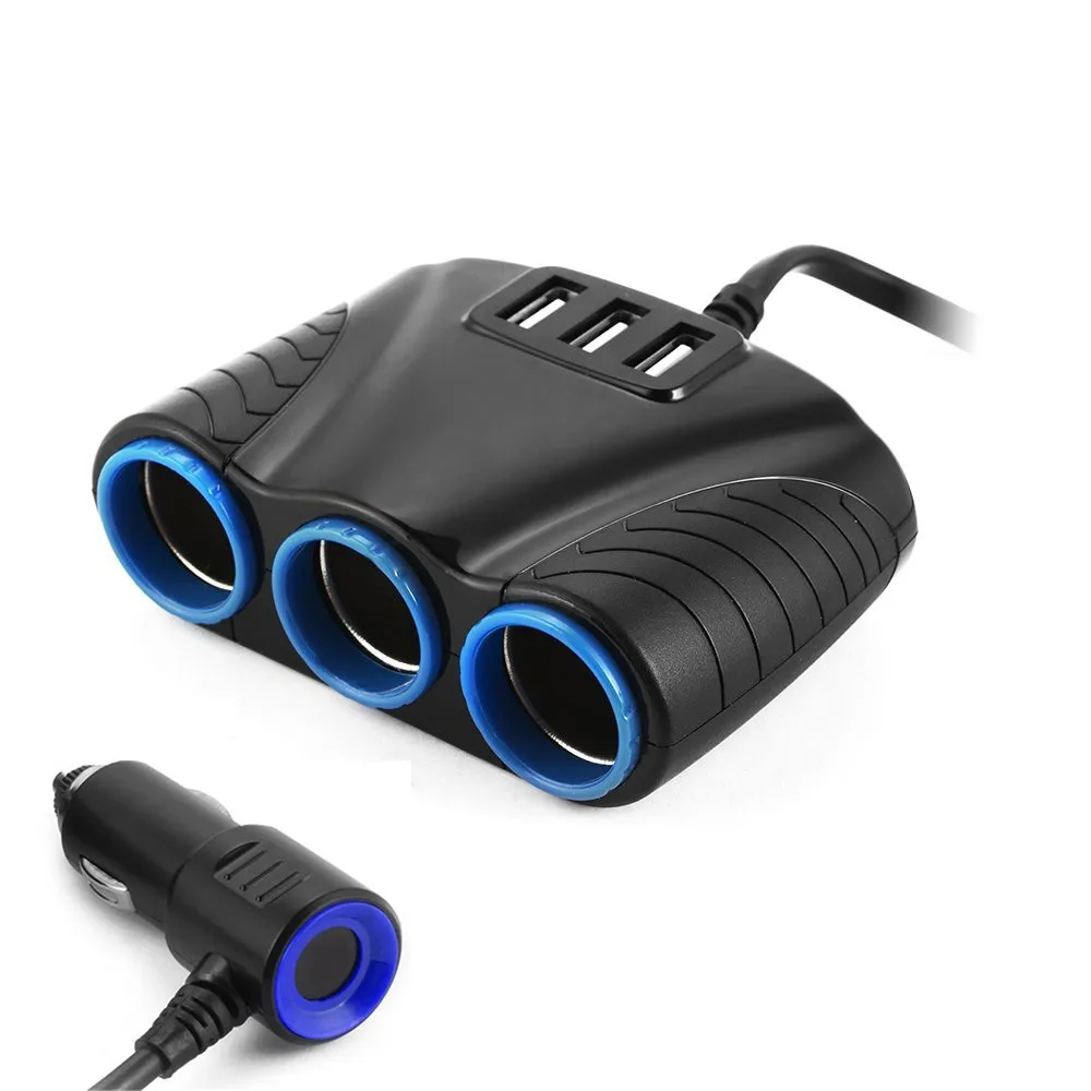 12V 24V Cigarette Lighter Sockets Splitter Hub 1 To 3 Ways Adaptor With