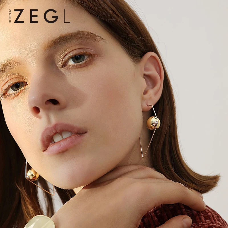 

ZEGL Europe and America personality abstract earrings geometric earrings ladies earrings fashion jewelry 2019