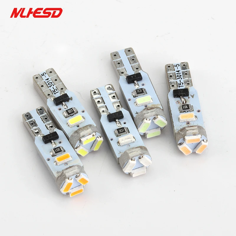100 шт. T5 светодиодный 3014 5SMD 3020 1206 Canbus Бесплатная ошибка клиновидный светильник для