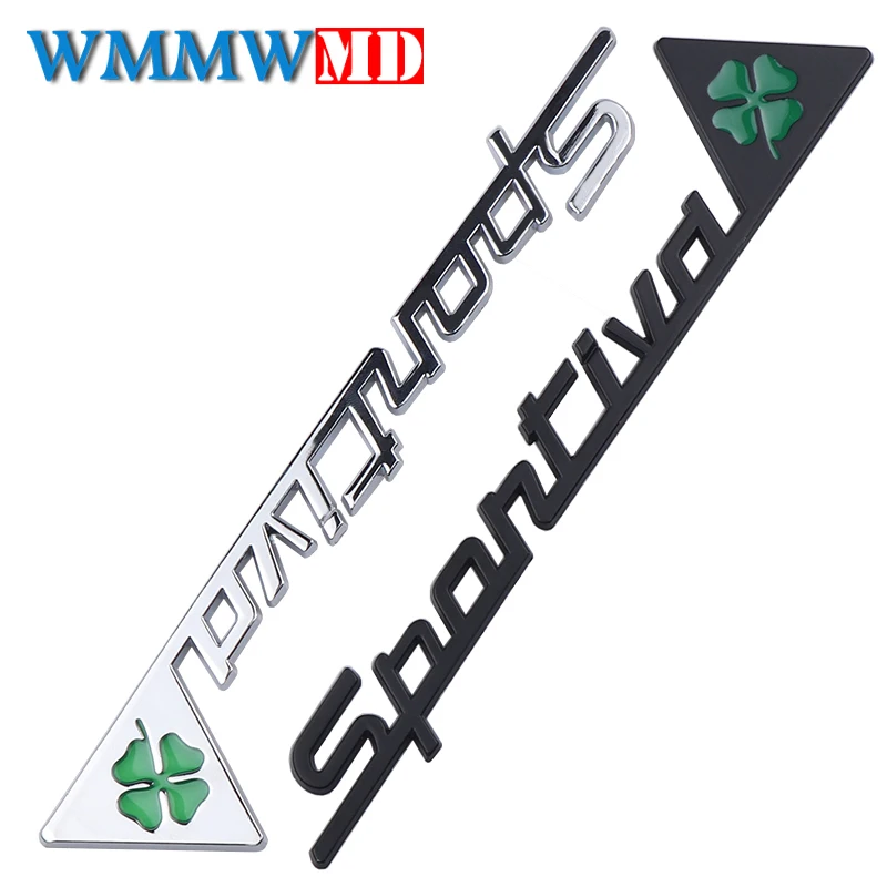 Metal Sportiva Quatrefoil Green Delta Car Side Fender Emblem Badge