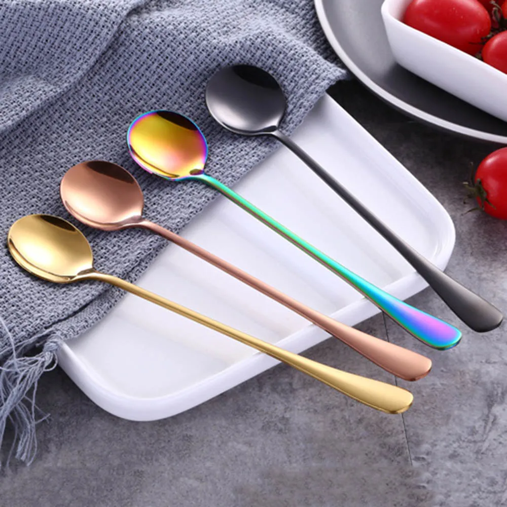 1pc Stainless Steel Honey Spoons With Long Handle Ice Spoon Coffee Tea ...
