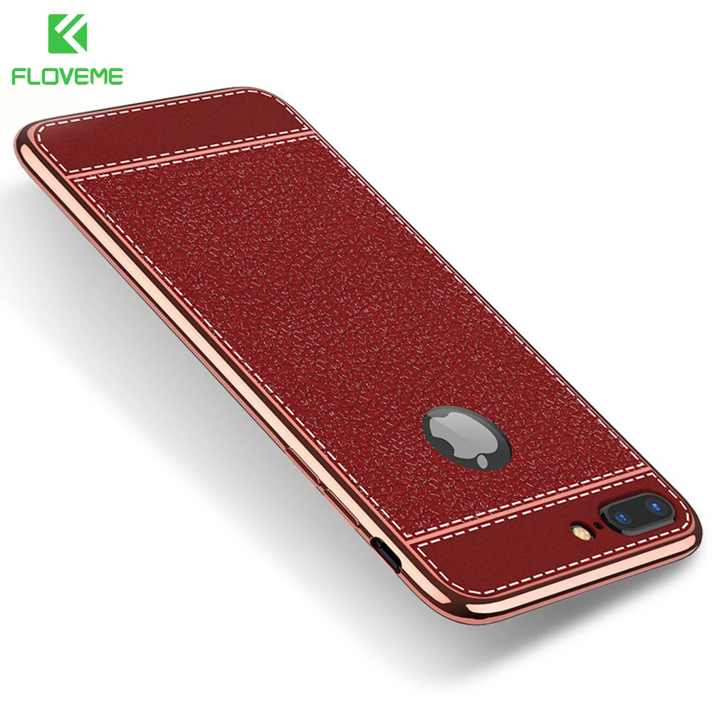 

FLOVEME 3D Litchi Silicone Soft Phone Case For iPhone 6 6S 7 Plus 5 5S SE Case For iPhone 8 7 5S Clear Luxury Cover Bag Capa