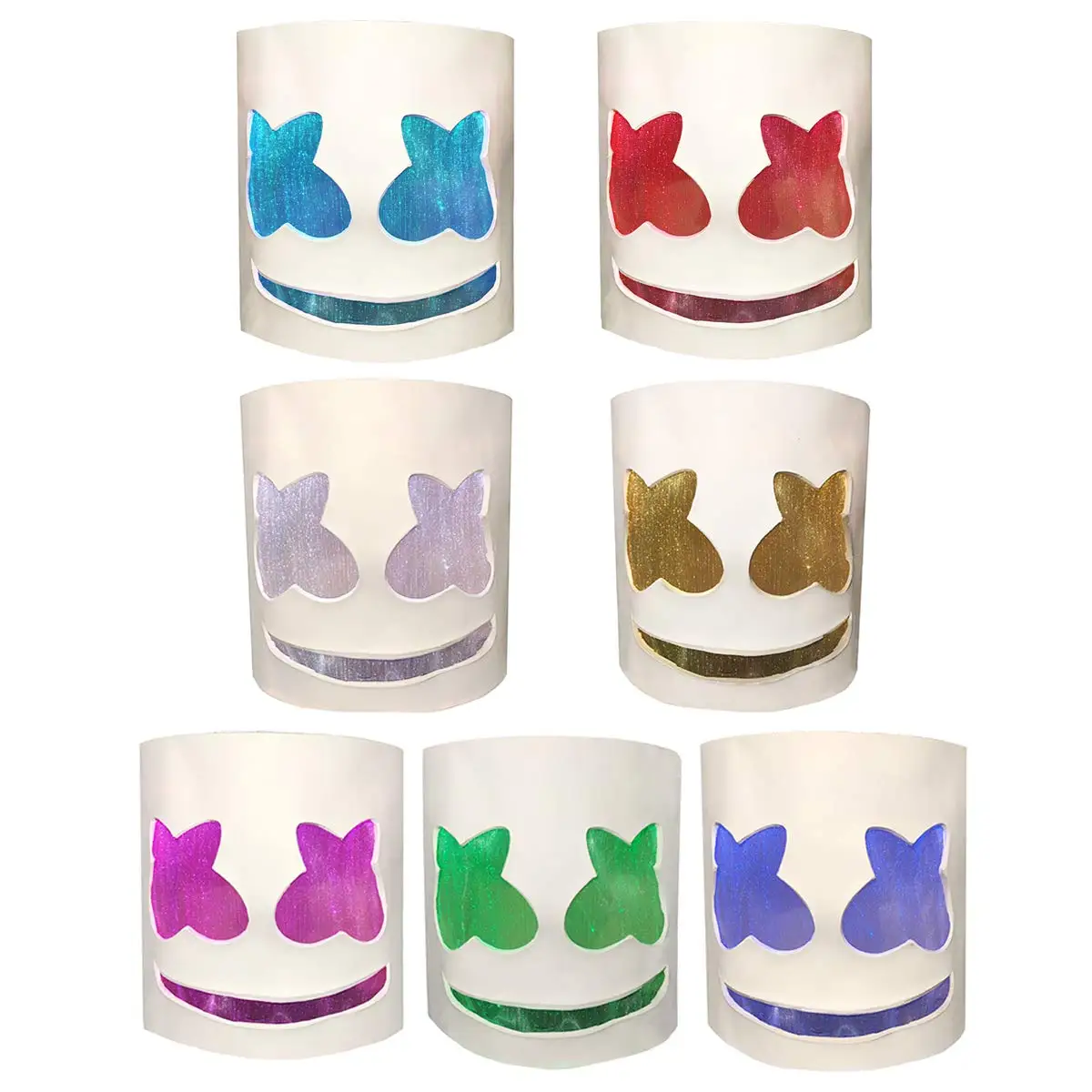 

Marshmello Helmet Latex DJ Marshmallow Light colorful LED Party Night Club White Mask Adult Cosplay Costume Mask Sale 2019 NEW