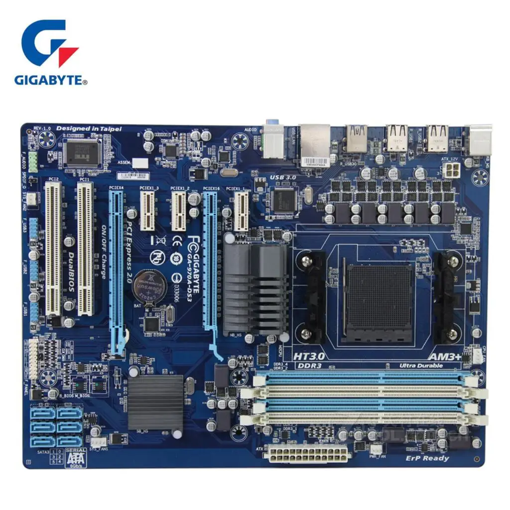 

Gigabyt GA-970A-DS3 100% Original Motherboard DDR3 DIMM USB3.0 32G Gigabyt 970A 970 Desktop Mainboard SATA III Boards AM3+ Used
