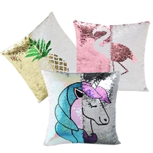 DIY Mermaid Sequins Pillowcase Color Changing Reversible pillow cover Unicorn flamingo cartoon 40 40