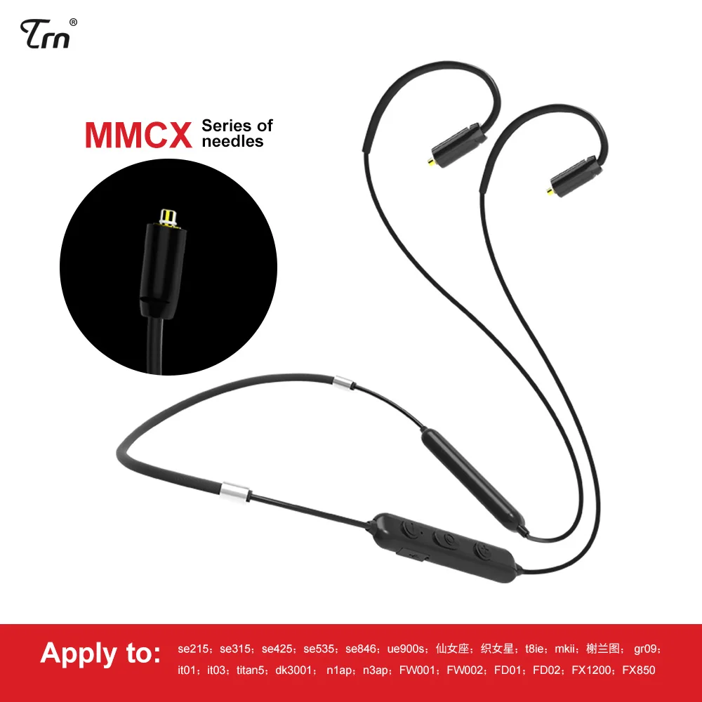 

TRN BT10 Wireless Bluetooth 4.2 APT-X IPX7 Waterpproof Cable HIFI Earphone 2PIN/MMCX Use For V10 V20 V80 Yinyoo HQ5/6