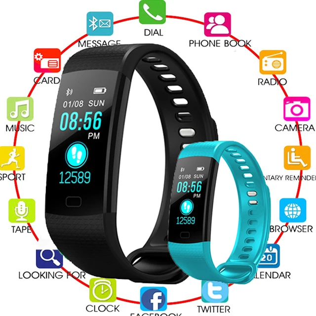 

Bluetooth Smart Bracelet Color Screen Y5 Smartband Heart Rate Monitor Blood Pressure Measurement Fitness Tracker Smart Watch Men