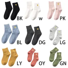 Модные зимние хлопковые Вязаные гольфы до середины икры для женщин и девочек; Гольфы ярких цветов с золотыми блестками и вышивкой в виде сердечек