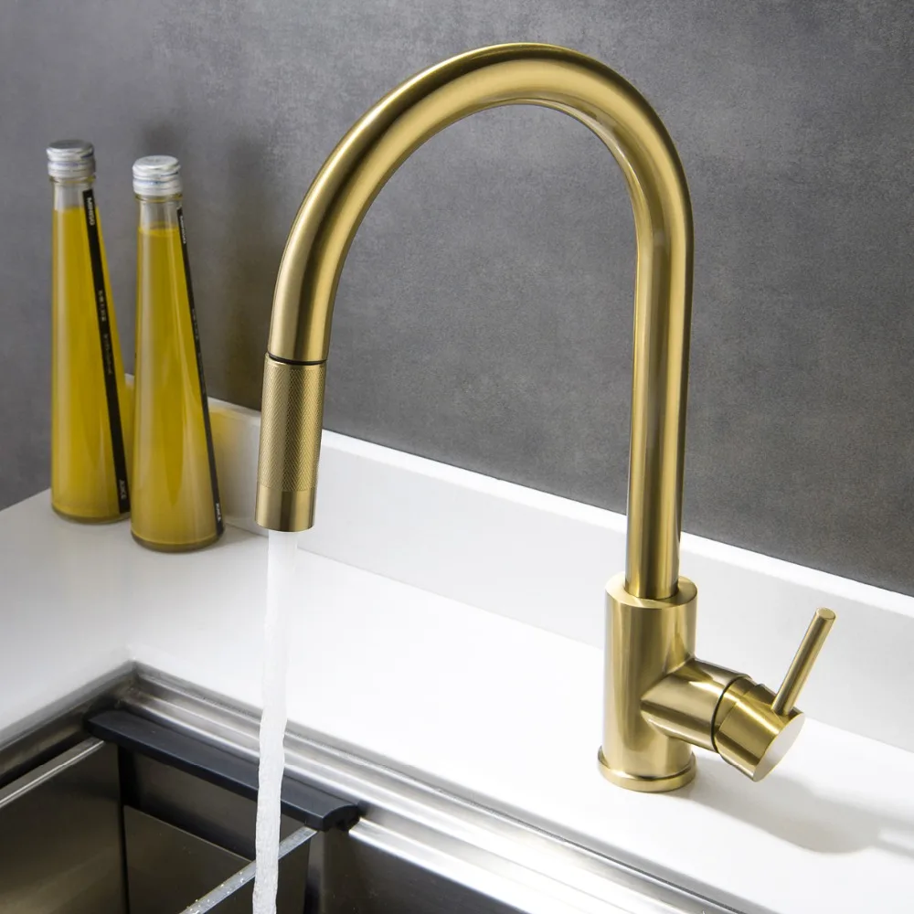 Brushed Gold Top Quality Kitchen Sink Faucet Lead Free All