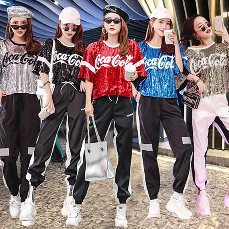  2PCS/SET Jazz Stage Dance Costume Stage Clothes For Singers Hip Hop Set Pole Dance Womens Clothing 