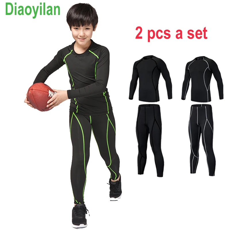 New Kids Fitness Tights Running Set Quick Dry Gym Sportswear Long ...