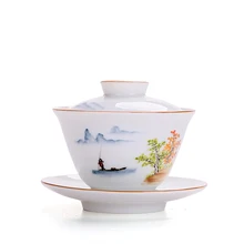 Керамический контейнер с крышкой набор чайных чашек ручная роспись пейзаж покраска чайная чаша чайный набор кунг-фу домашний партидневный чай чайная чашка из фарфора