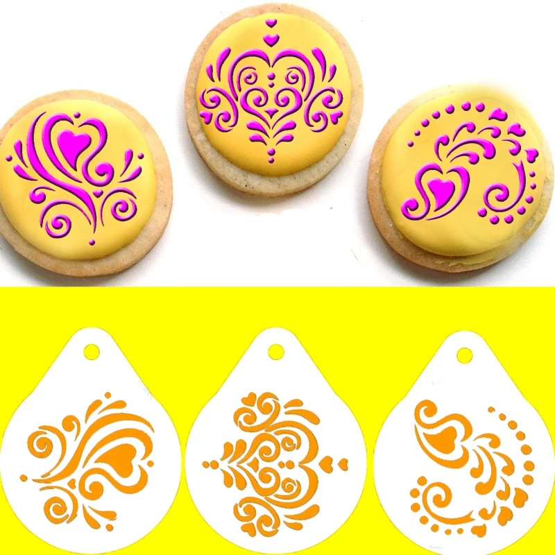 3pcs Set 5inch Nice Lace Decorative Stencils Cake Cupcake Coffee