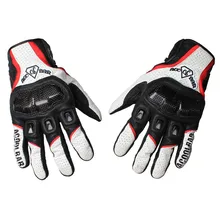 Fibra de Carbono de Cuero genuino Hombres Llenos Del Dedo Transpirable Guantes de Equipo de Protección Motocicleta Motocross Ciclismo Racing Guante Al Aire Libre