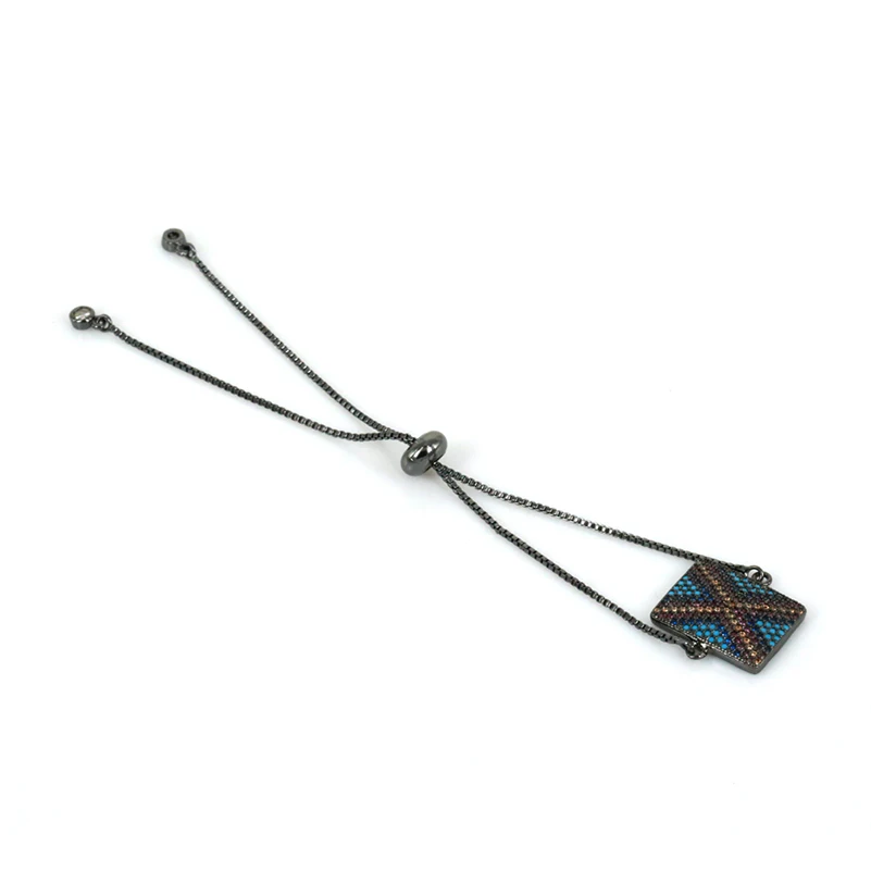 black one Модный Стиль квадратной формы браслет Boho регулируемый браслет с шармами для женщин браслеты и браслеты - Окраска металла: black one