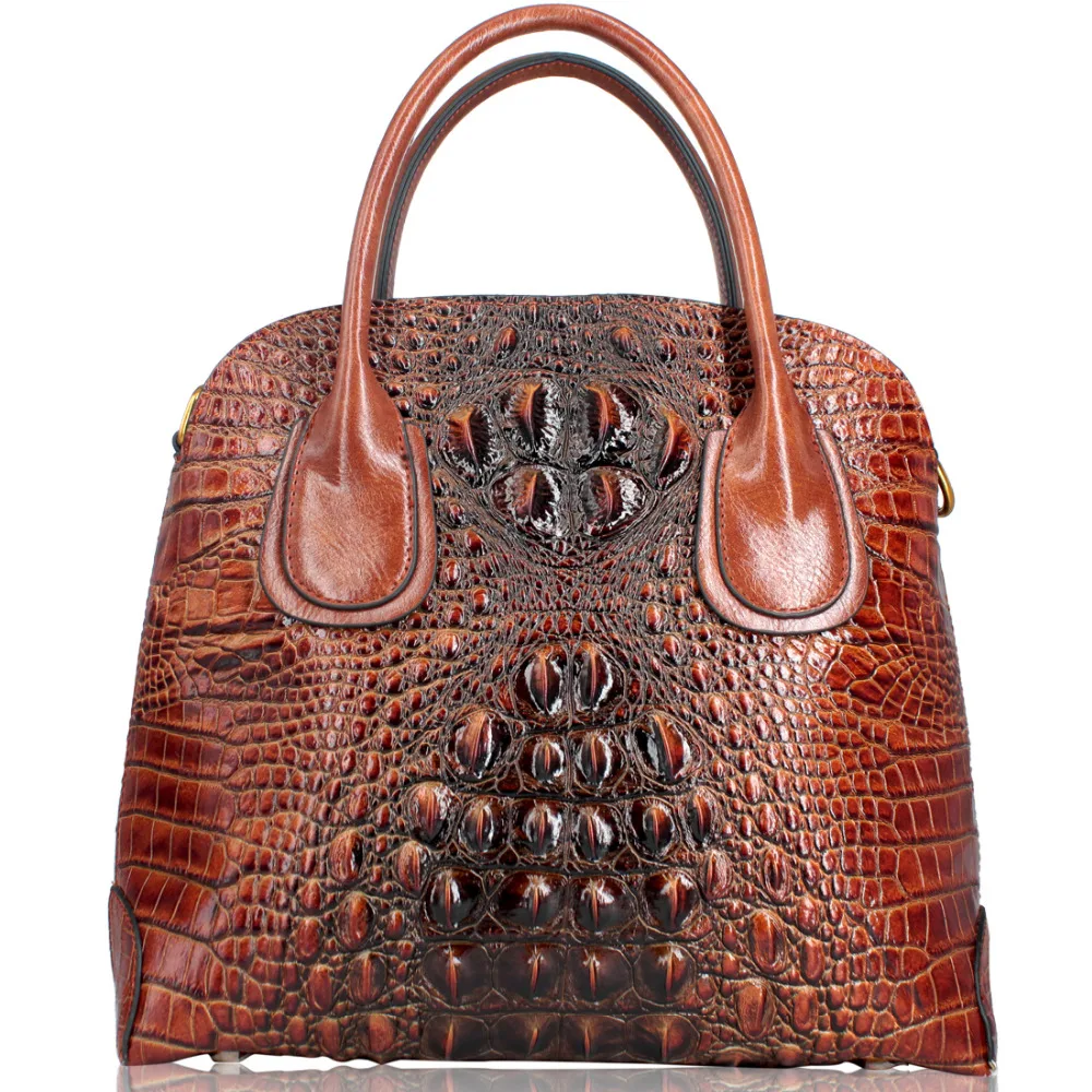 

Accept custom logo private wholesale crocodile genuine leather handbag retro handbag tote shoulder satchel lady Italian leather