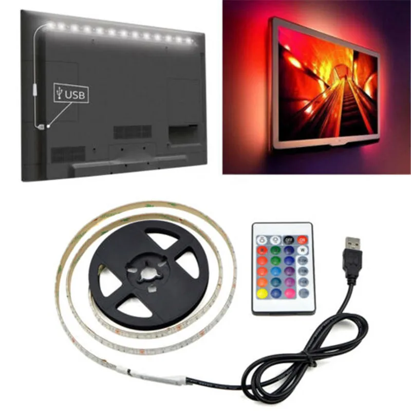 USB Светодиодные ленты свет 2835SMD 5 V 1 м 2 м 3 м 4 м 5 м ТВ Подсветка Ambilight Rgb Тирас светодиодный Home Decor Usb диод лента для ТВ
