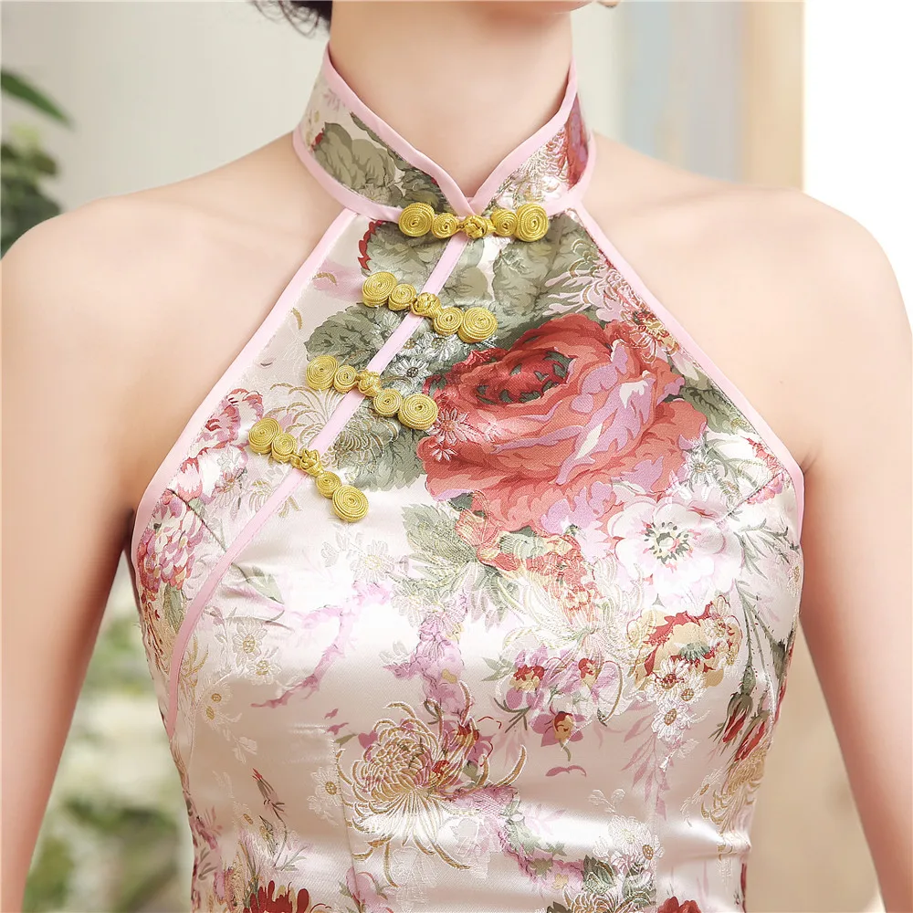 Sexy Backless Women Satin Mini Qipao Cheongsam Chinese Vintage Style Party Club Dress Lady Short Tight Dress S M L XL XXL LGD20