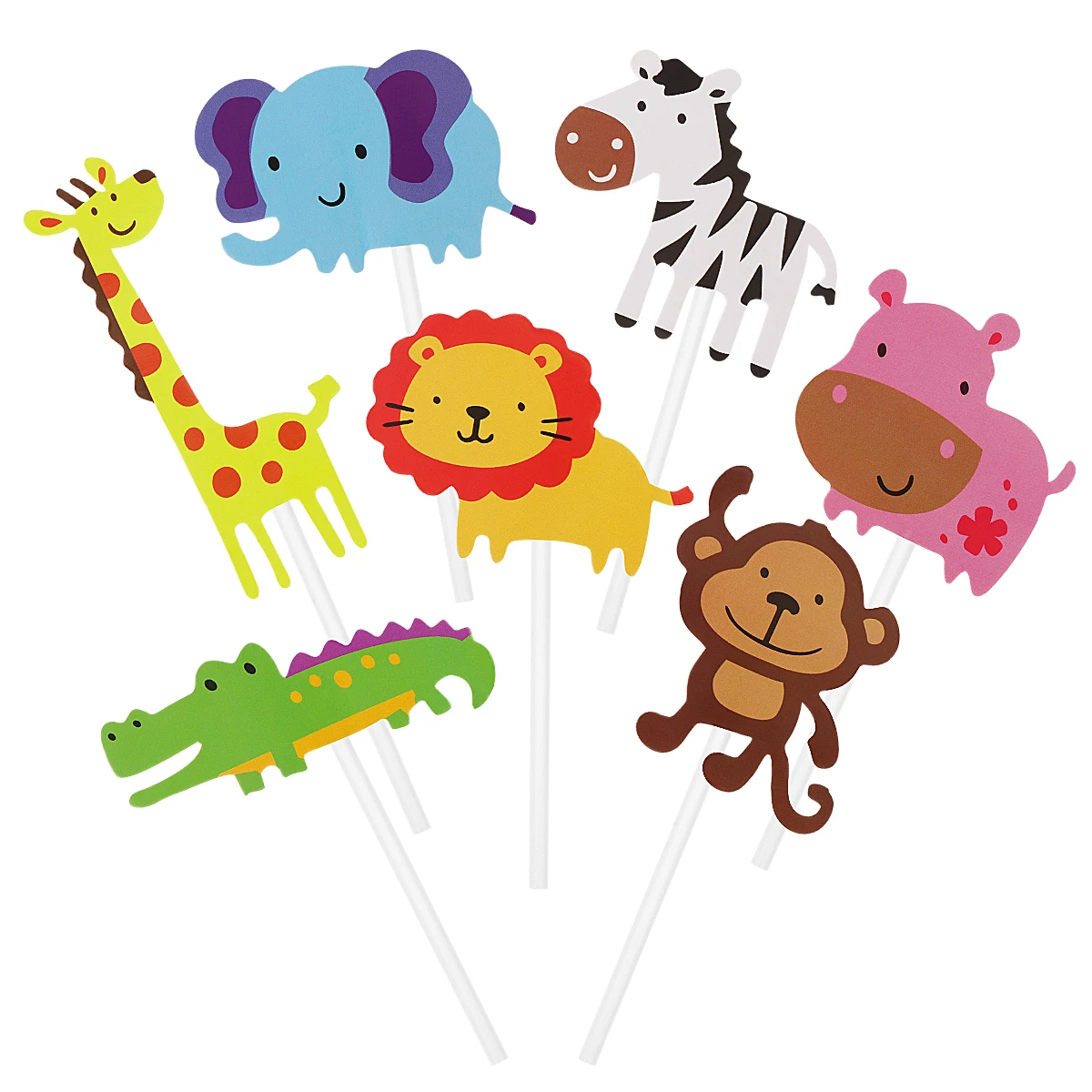 

TOYMYTOY 35pcs Happy Birthday Cake Toppers Creative Animal Theme Cake Decoration Children Party Supplies For CupCake DIY