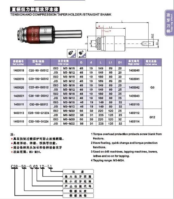 Прямой хвостовик C20 C25 G0312 телескопическая защита от крутящего момента держатели инструментов Натяжной тер нарезание G3 цанговый плавающий