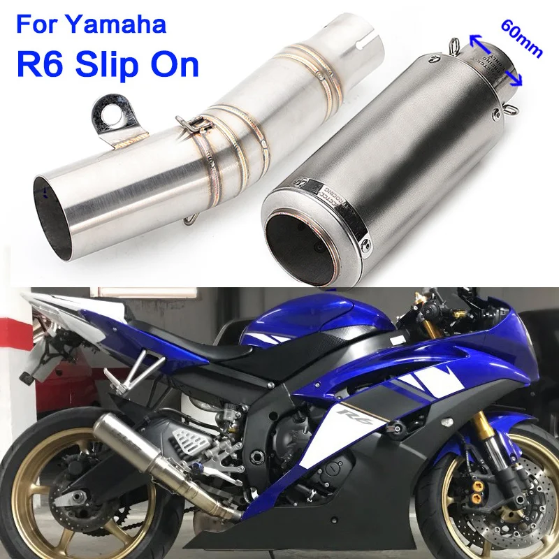 Universal 60mm motorcycle exhaust pipe & r6 middle link pipe with sc