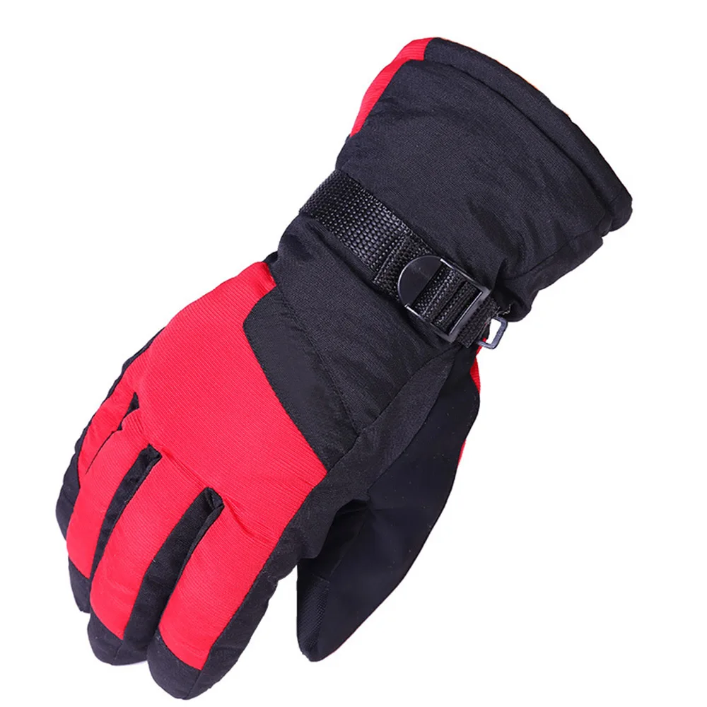 Зимние ветрозащитные водонепроницаемые мужские перчатки, утепленные теплые плюшевые перчатки, снегоходы, мотоциклетные перчатки для верховой езды, горные уличные - Цвет: red